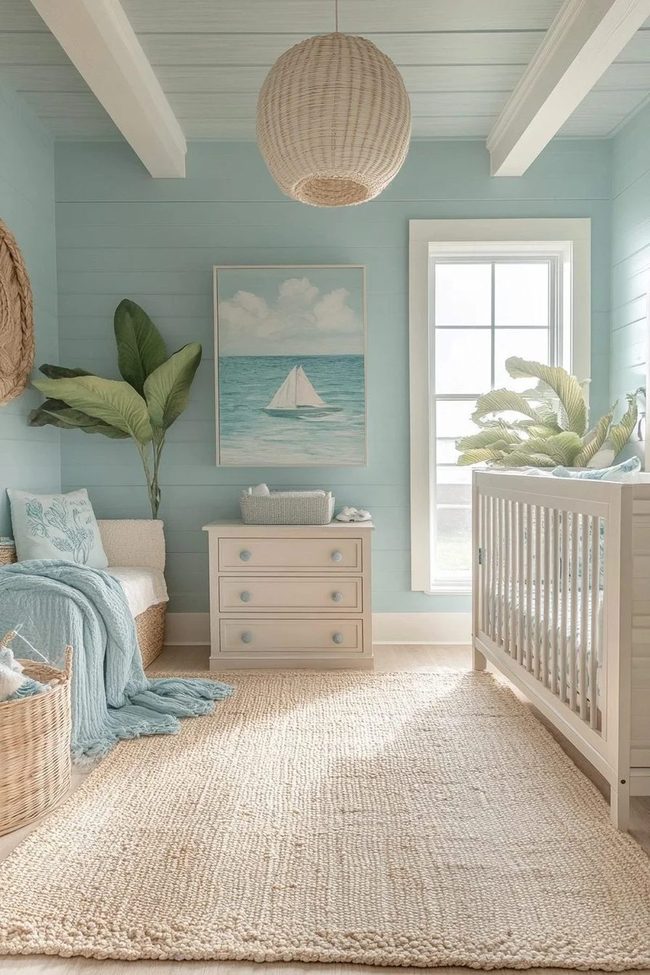 Blue Coastal Nursery With Natural Plants