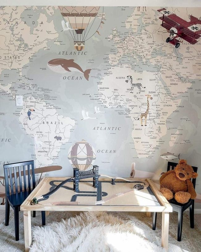 Red Plane Over World Map