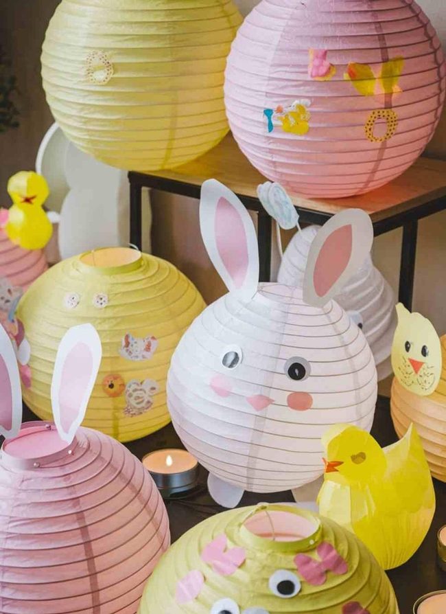 Pastel Paper Lantern Bunny Crafts