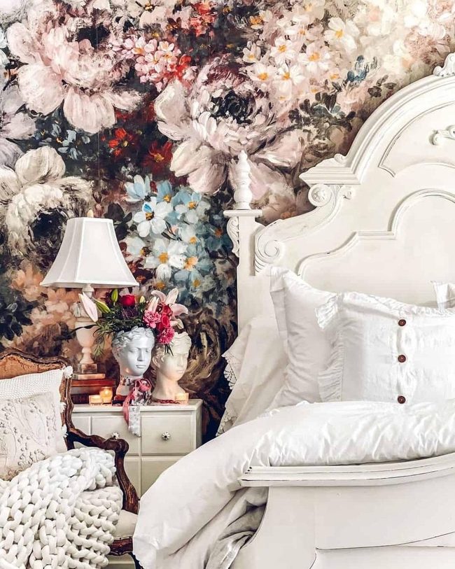 Floral Burst Black Bedroom