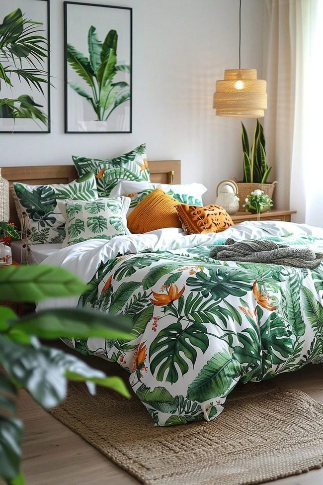 Tropical Greens And Orange Accents
