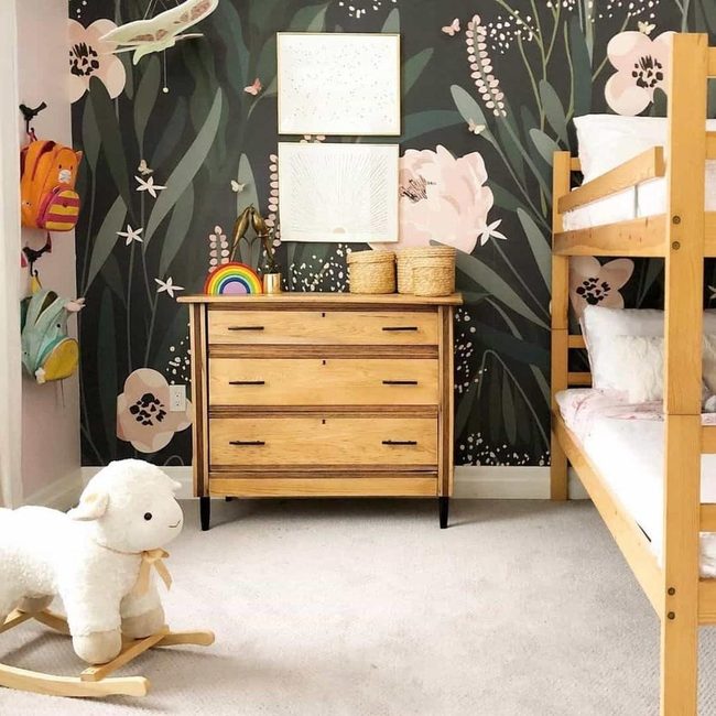 Wooden Bunks Meet Pastel Botanicals