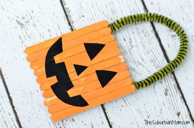 Orange Craft Stick Jack-O'-Lanterns