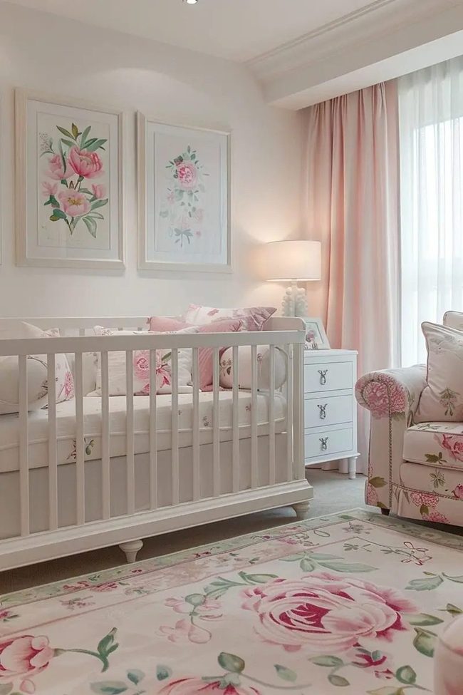 Oversized Florals Soft Pastels Nursery