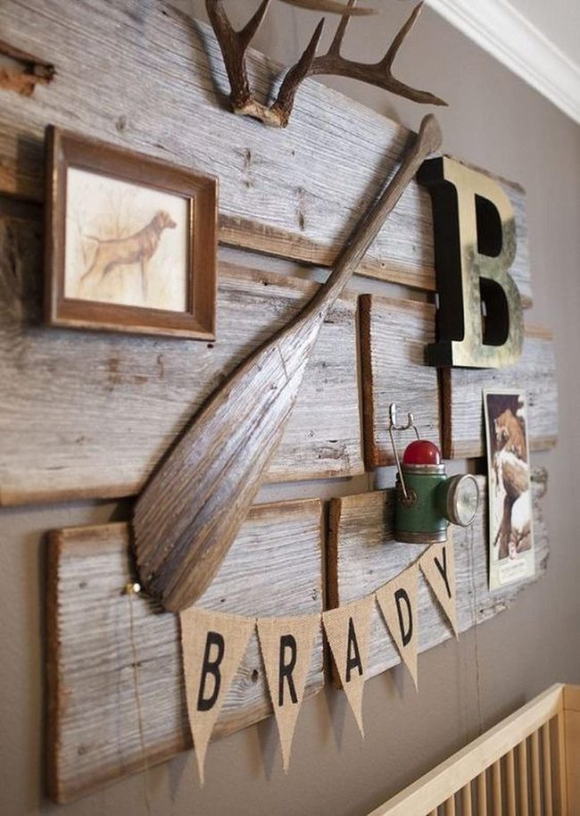 Weathered Wood, Antlers & Initial