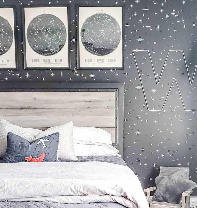 Dark Wood Bed With Metal Edge