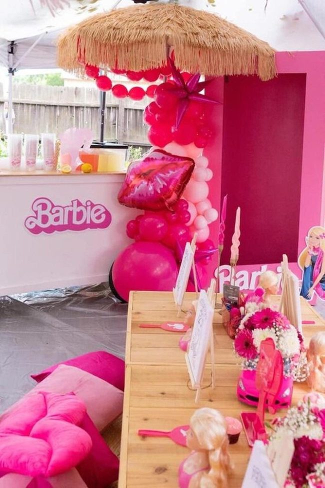 Pink Balloon Columns Party Space