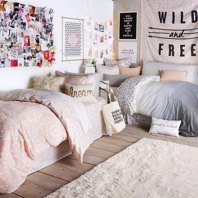 Pink And Gray Twin Bedroom