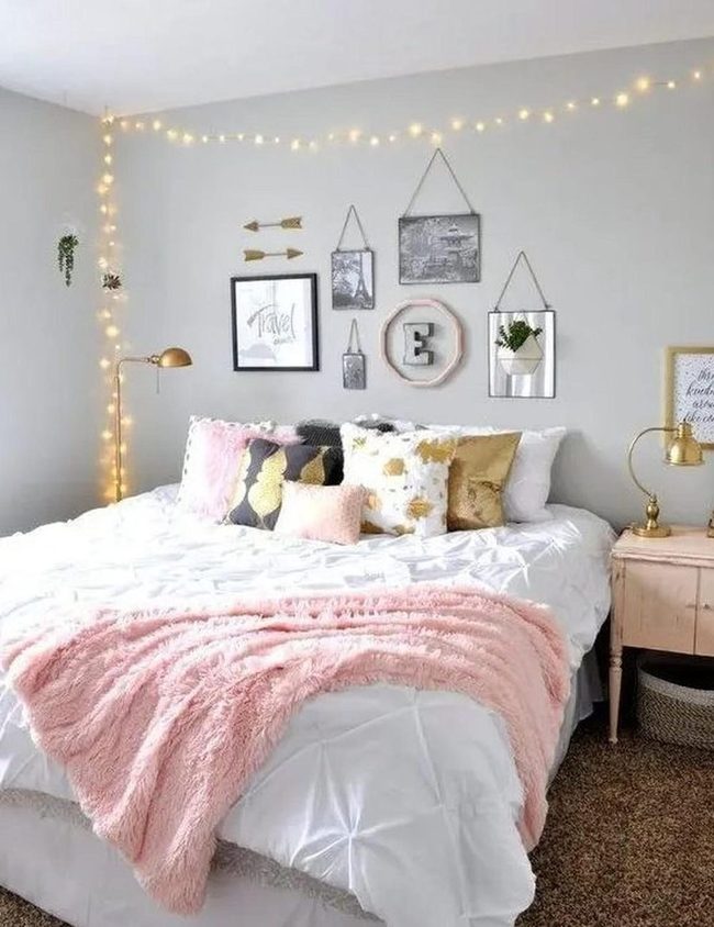 Pink Patterned Pillows On Gray