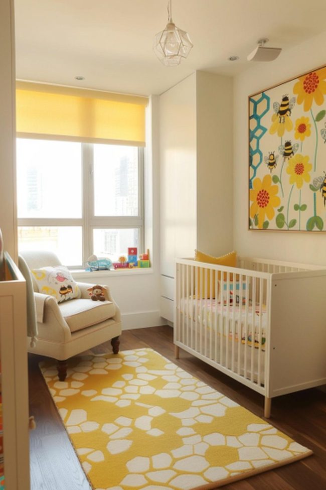 Yellow Bees Geometric Nursery