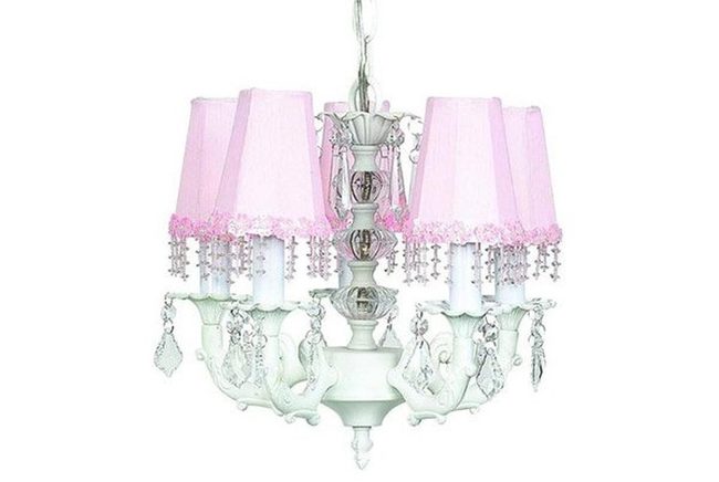 Pink And White Layered Glass Chandelier