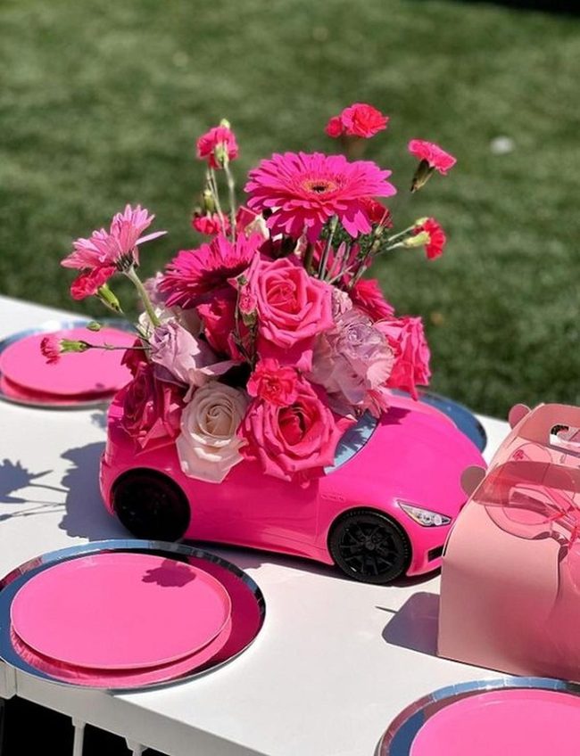 Pink Blooms Toy Car Vase