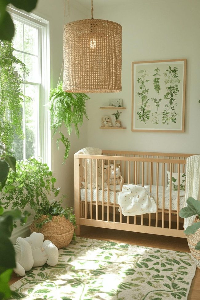Green Botanical Nursery With Rattan