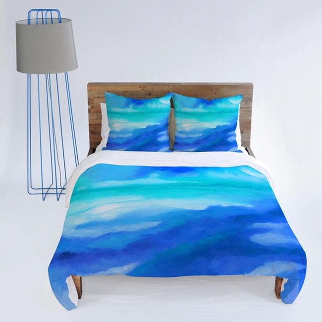 Watercolor Waves Blue Bedroom