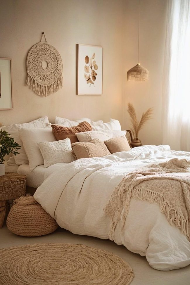 Cream Boho Sleep Sanctuary With Gold Accents