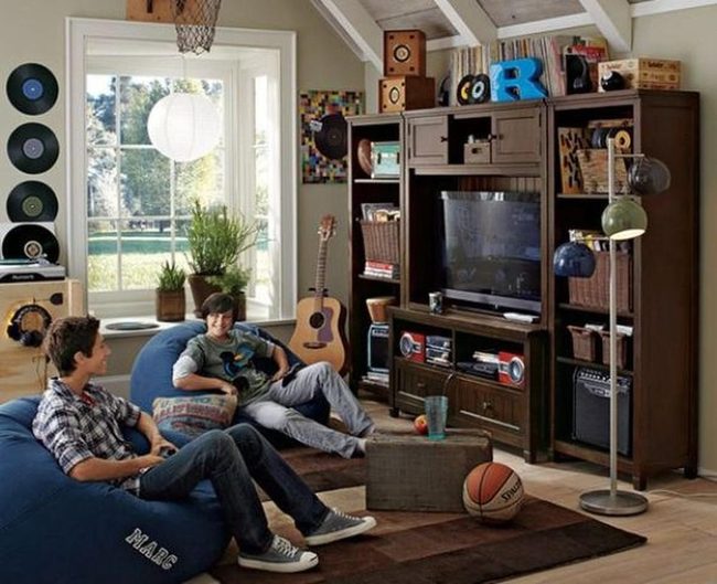 Blue Bean Bag Boys Room