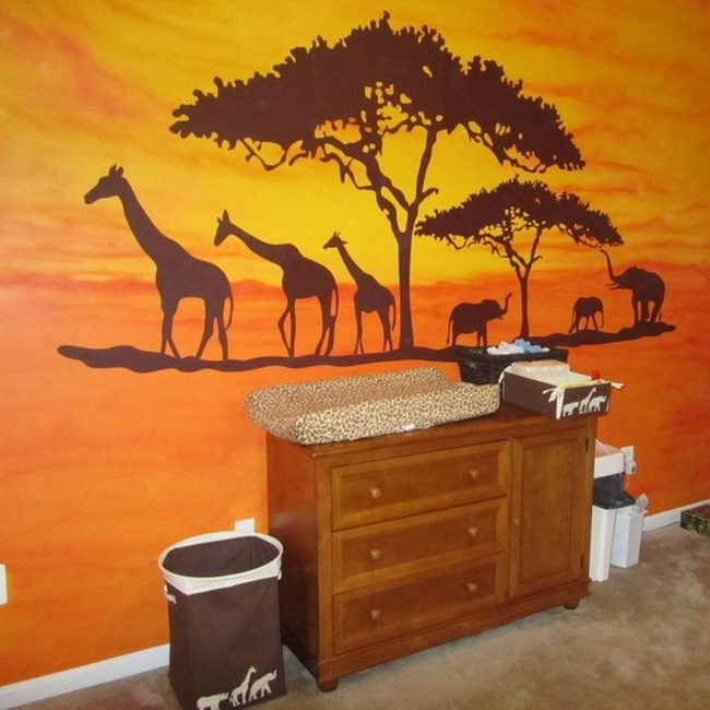 Black Giraffe Orange Walls
