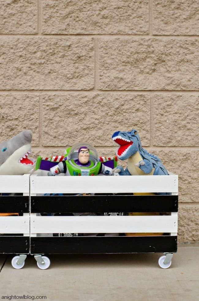 Rolling Wooden Crate for Toys