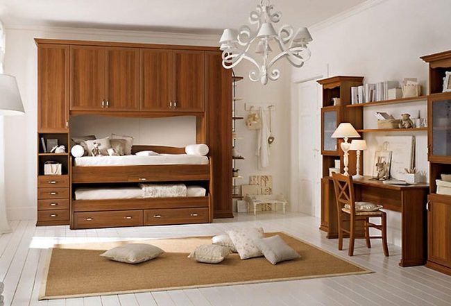 White Chandelier, Cherry Wood Layers