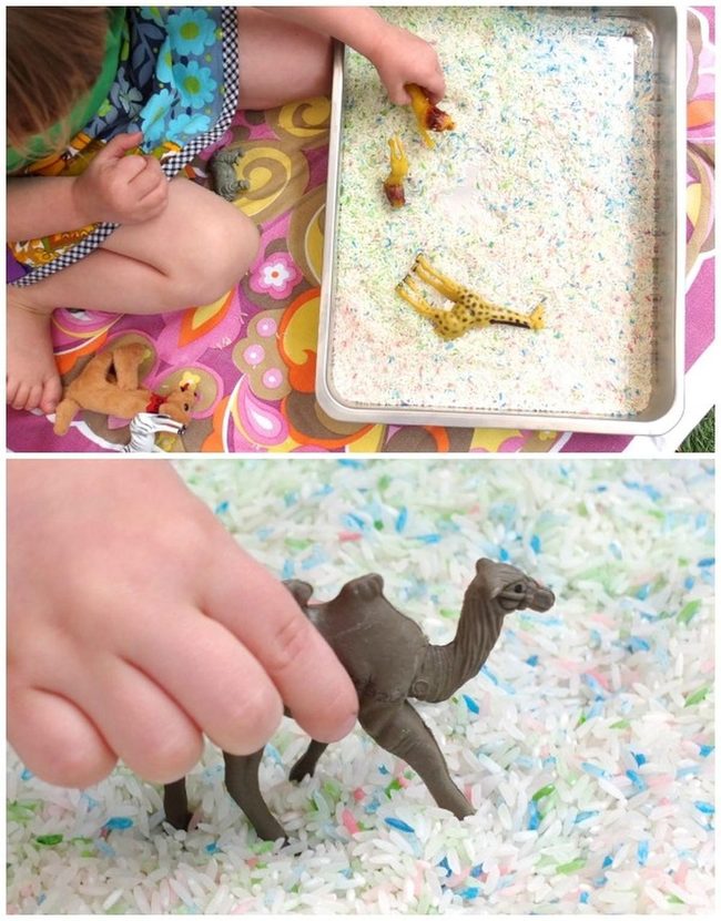 Colorful Rice Sensory Play
