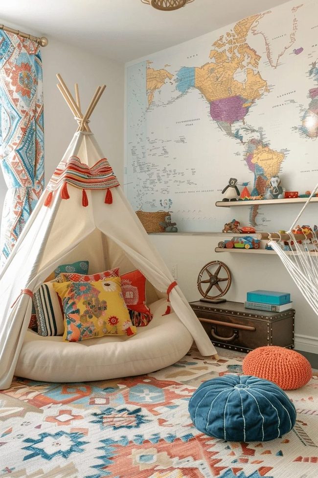Striped Teepee Reading Nook