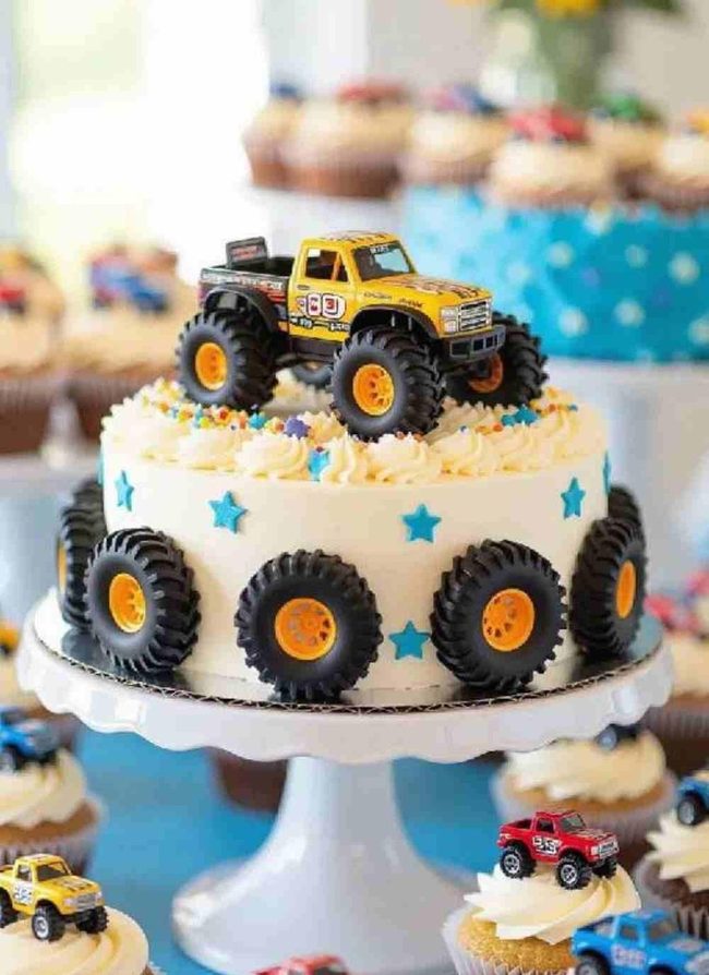 Monster Truck Cake And Cupcakes