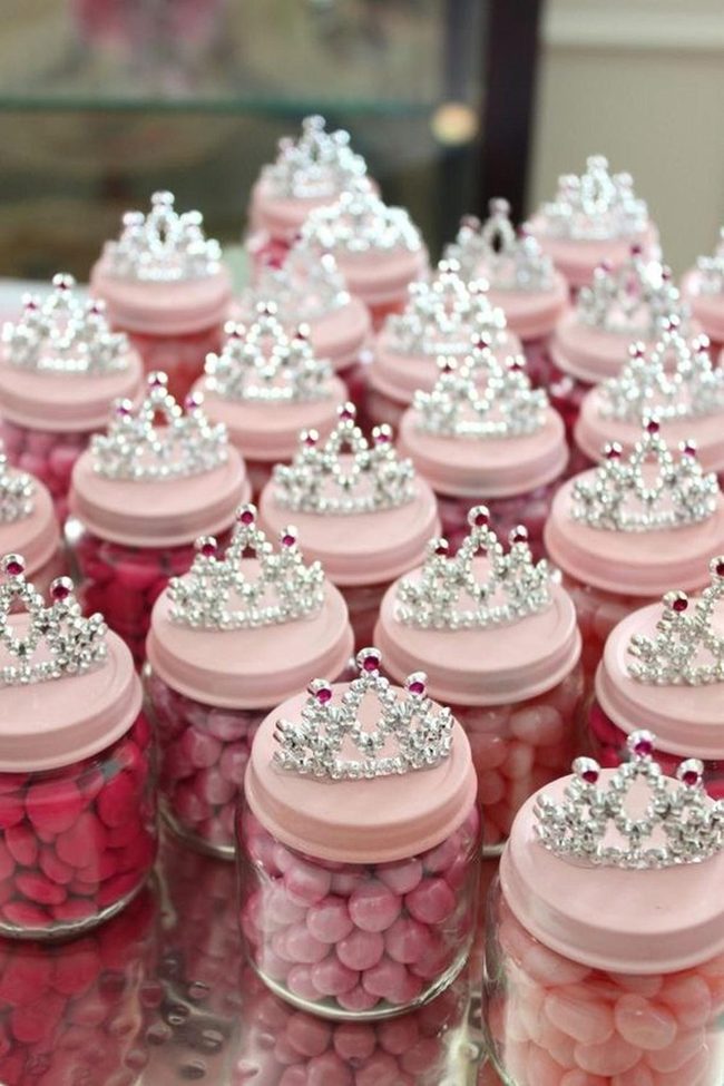 Pink Candy Jars With Sparkling Tiaras