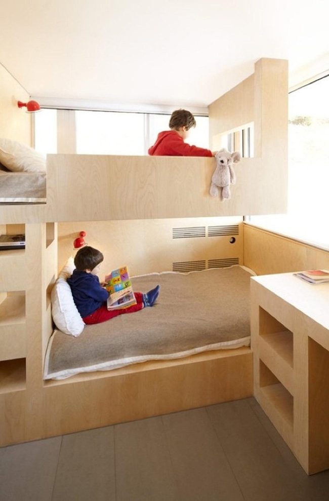 Wooden Bunks, Red Reading Lights