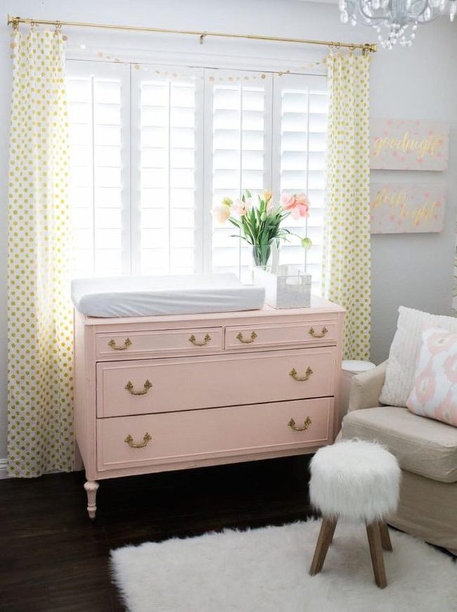 Pink Dresser, Yellow Polka Dots