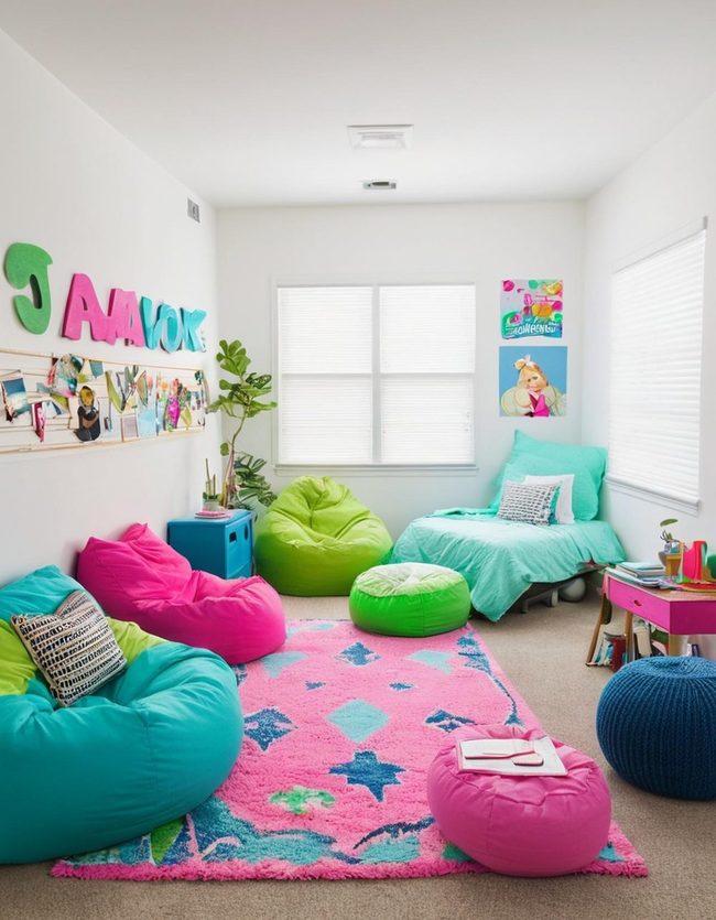 Neon Signs and Patterned Rugs