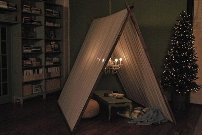 Fabric Tent With Hanging Chandelier