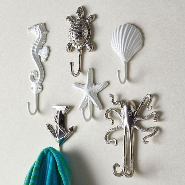 Silver Ocean Creatures Wall Hooks