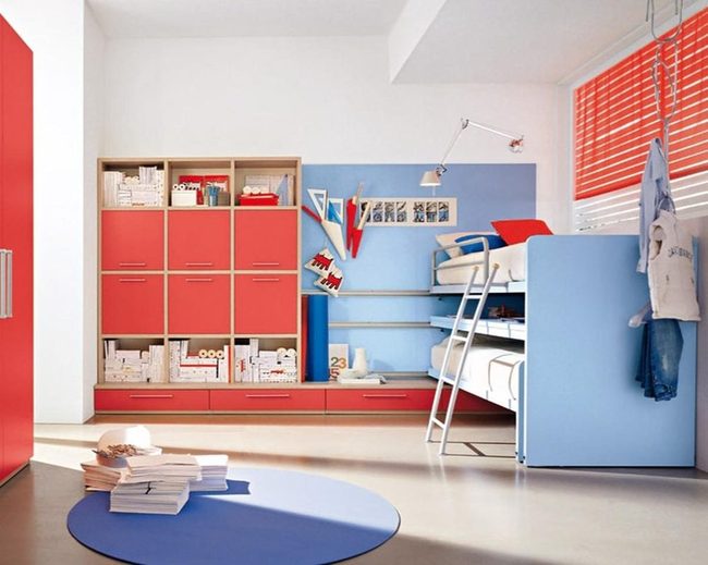 Red And Blue Bunk Bedroom