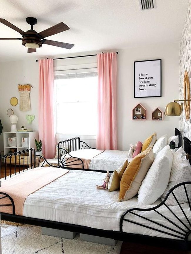 Twin Beds, Rainbow Pillows, Pink Dreams