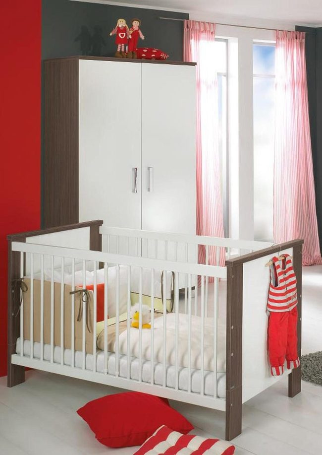 Red And White Nursery Crib