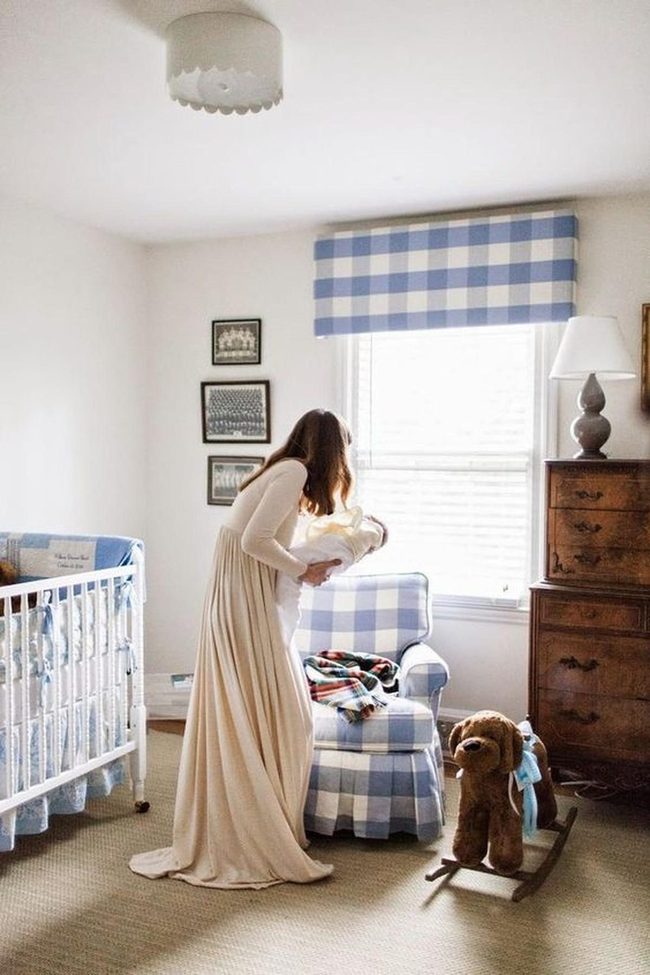 Blue Checkered Nursery Window