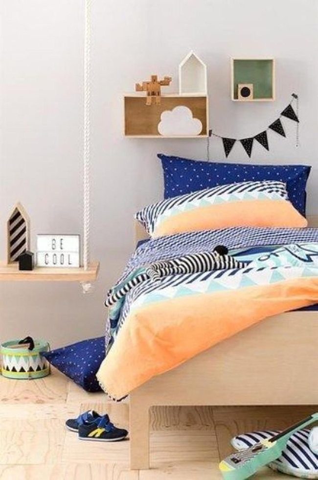 Orange Blue Geometric Bedding