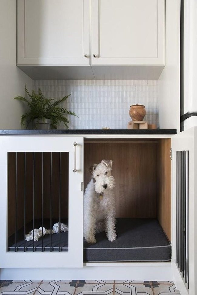 Black Dog Crate Modern Kitchen
