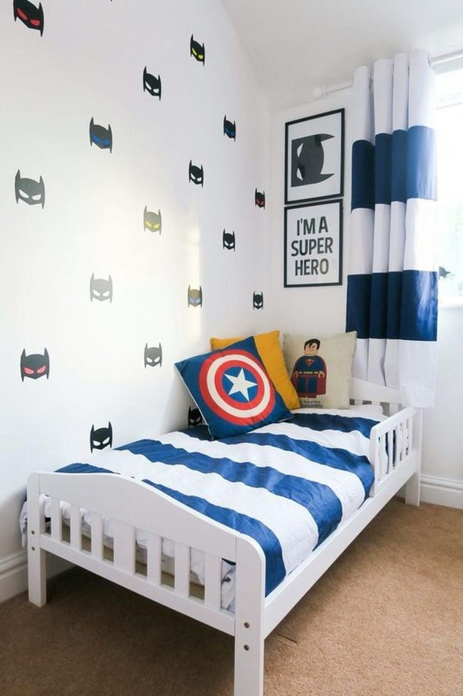Blue Striped Superhero Bedroom