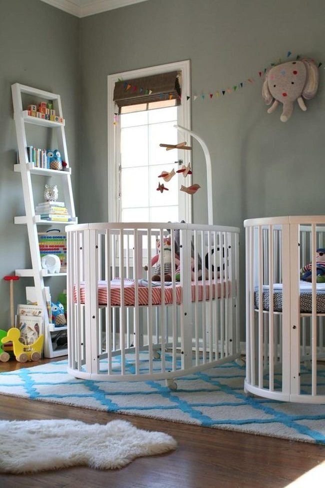 Twin White Cribs Rainbow Bedding
