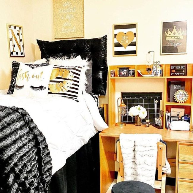 Black, Gold, Yellow Dorm Sophistication