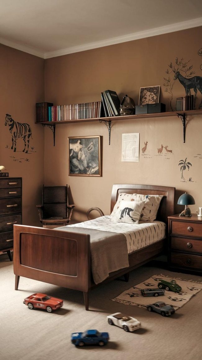 Distressed Wood Cowhide Western Sleep Space