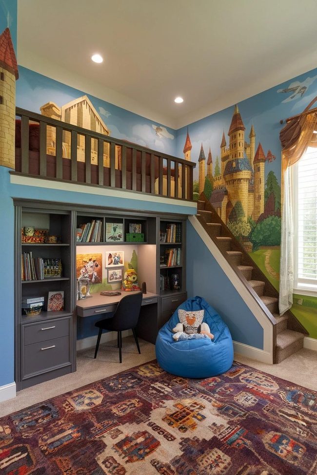 Bookshelves With Plush Bean Bags
