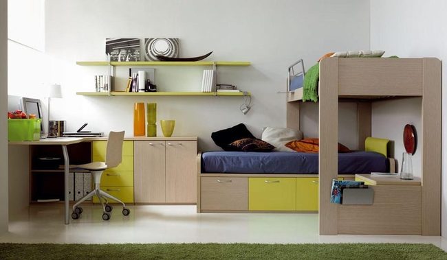 Yellow And Natural Wood Bedroom