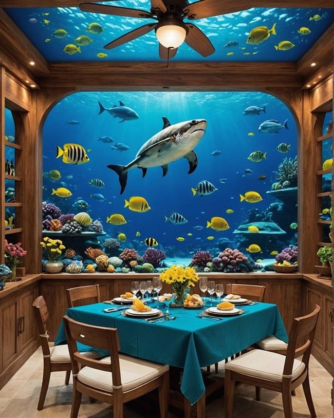 Tropical Fish Wall Ocean Dining