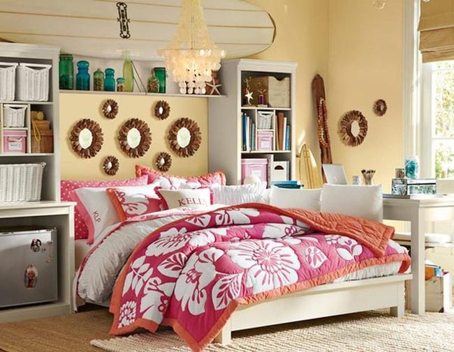 Sunny Yellow Teen Bedroom Pink Florals