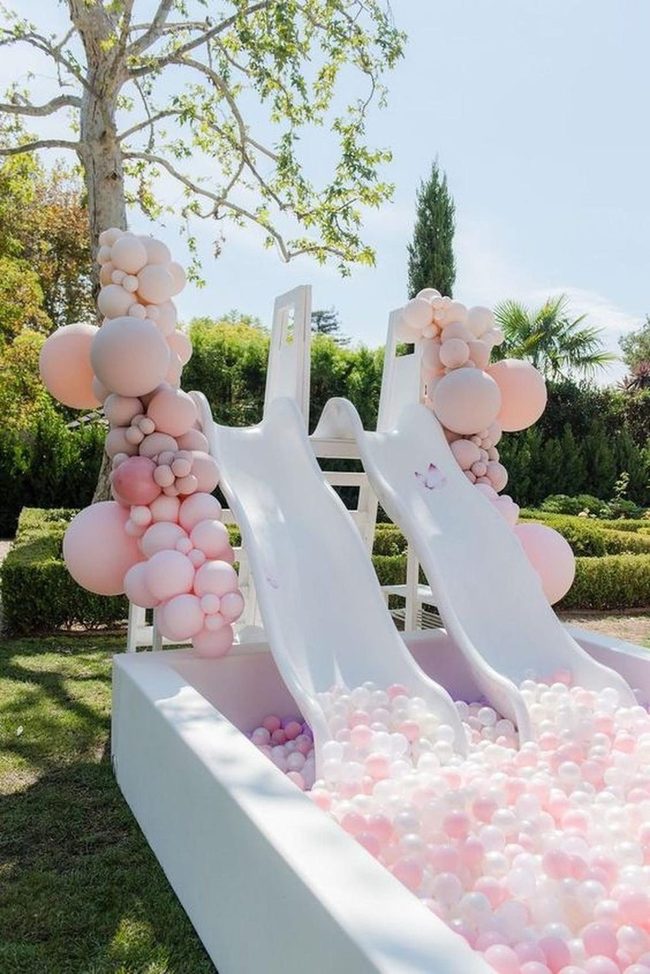 White Slides Pink Ball Pool