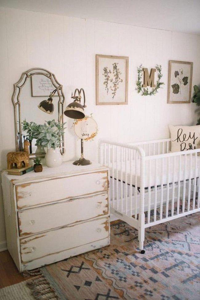 Soft White Nursery, Green Touches