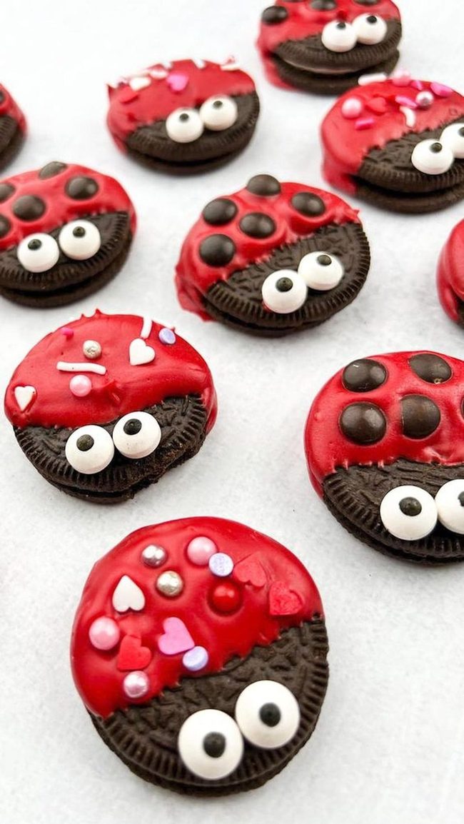 Red And Chocolate Ladybug Cookies