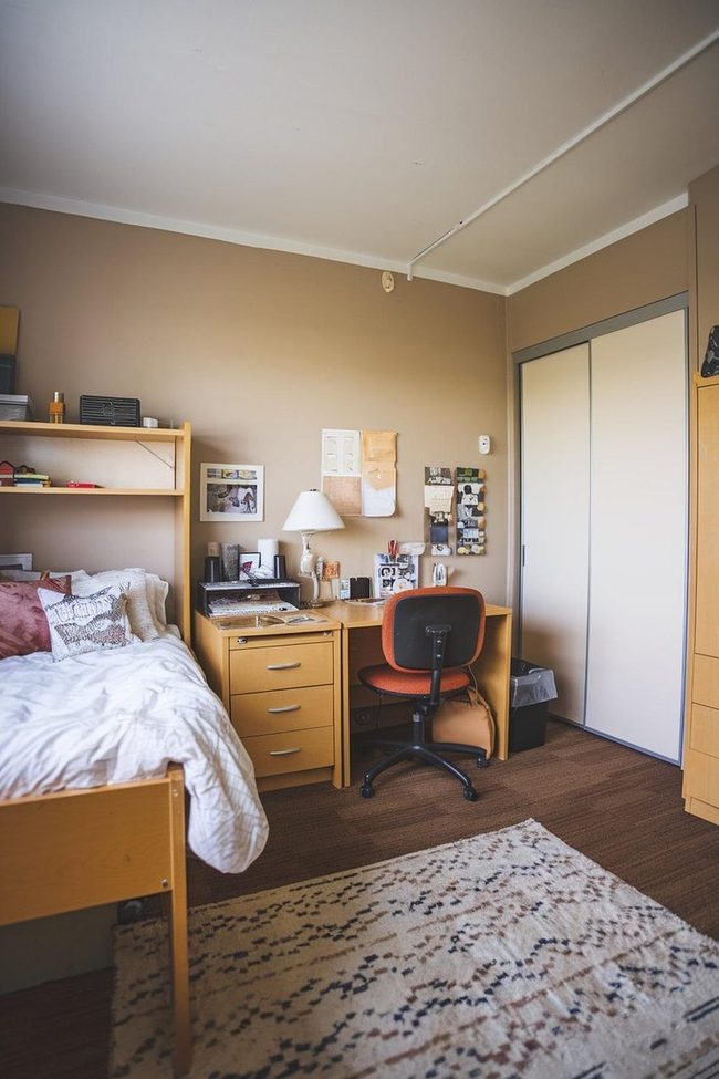 Lofted Bed Enhances Dorm Space